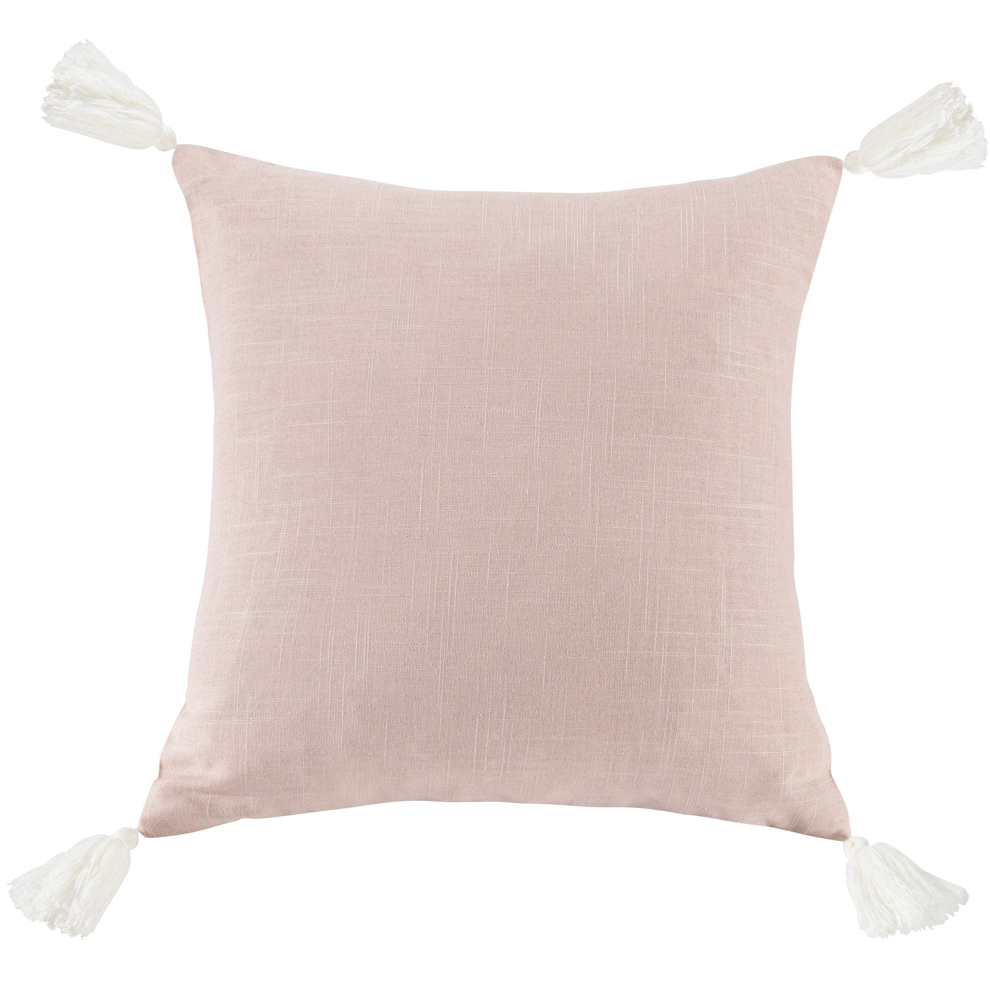 Exceptional Luna Washed Linen Tasseled Square Pillow Reusable
