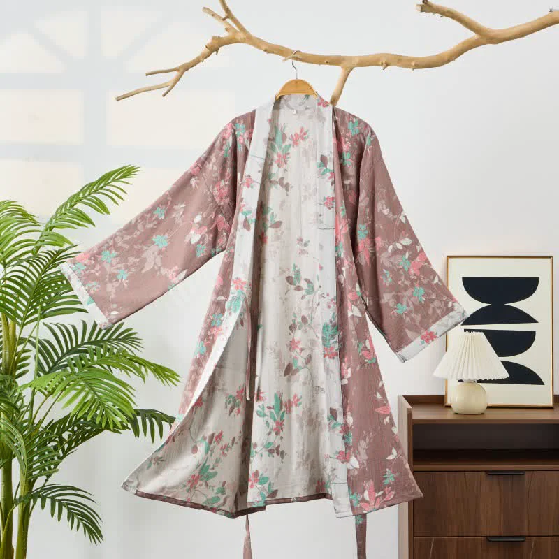 Outstanding Ownkoti Vintage Floral Cotton Gauze Kimono Robe Optimized