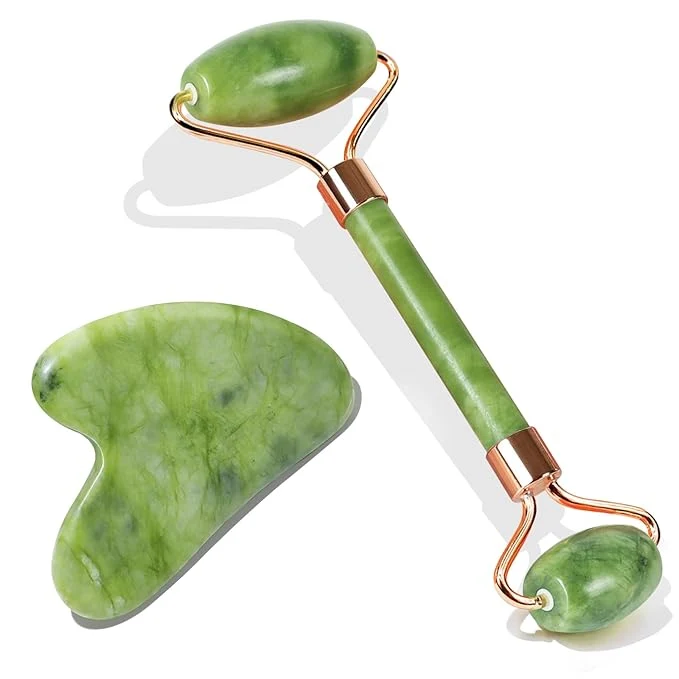 Efficient BAIMEI IcyMe Jade Face Roller Gua Sha Facial Beauty Skin Care Tools Green
