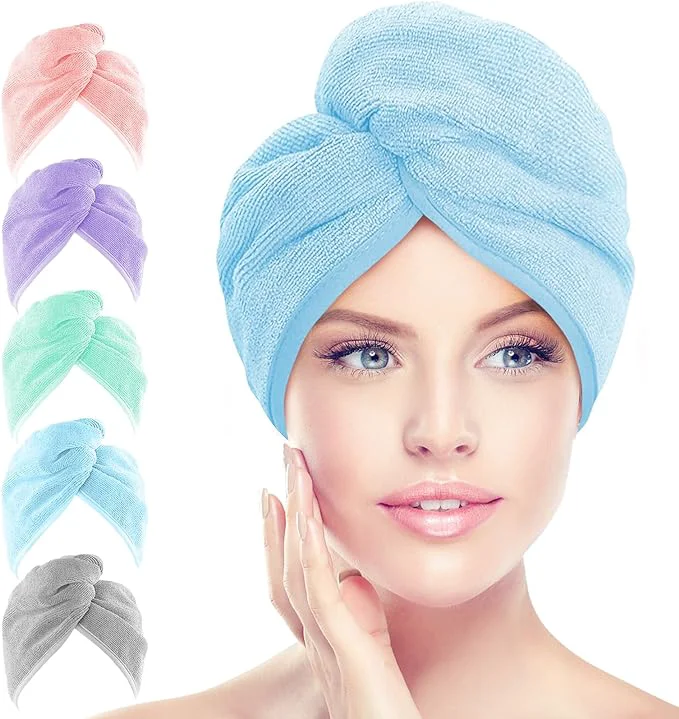 Quality AIDEA Microfiber Hair Towel Wrap 5 Pack Hair Turbans Super Absorbent Quick Genuine