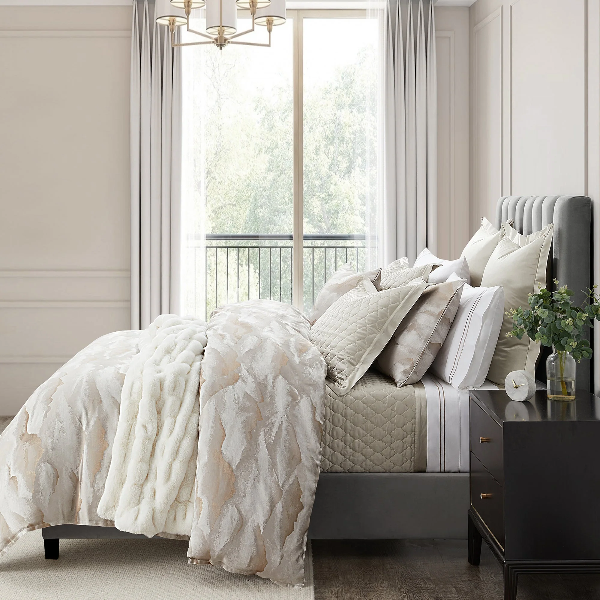 Consistent Serenity Modern Jacquard Duvet Cover Set 3 Pc Comfortable