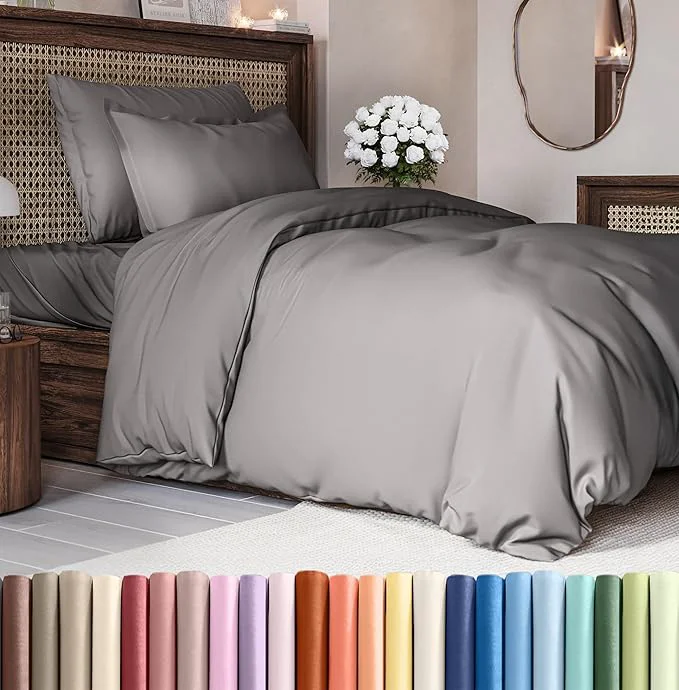 Excellent Duvet Cover Twin Twin XL Size Set – Extra Soft Twin Twin XL Duvet Cover 68 quot x 90 quot with 1 Pillow Sham – Hotel Luxury Easy Care Fade with Zipper Closures amp Ties – Comfy amp Breathable Dark Grey Elite