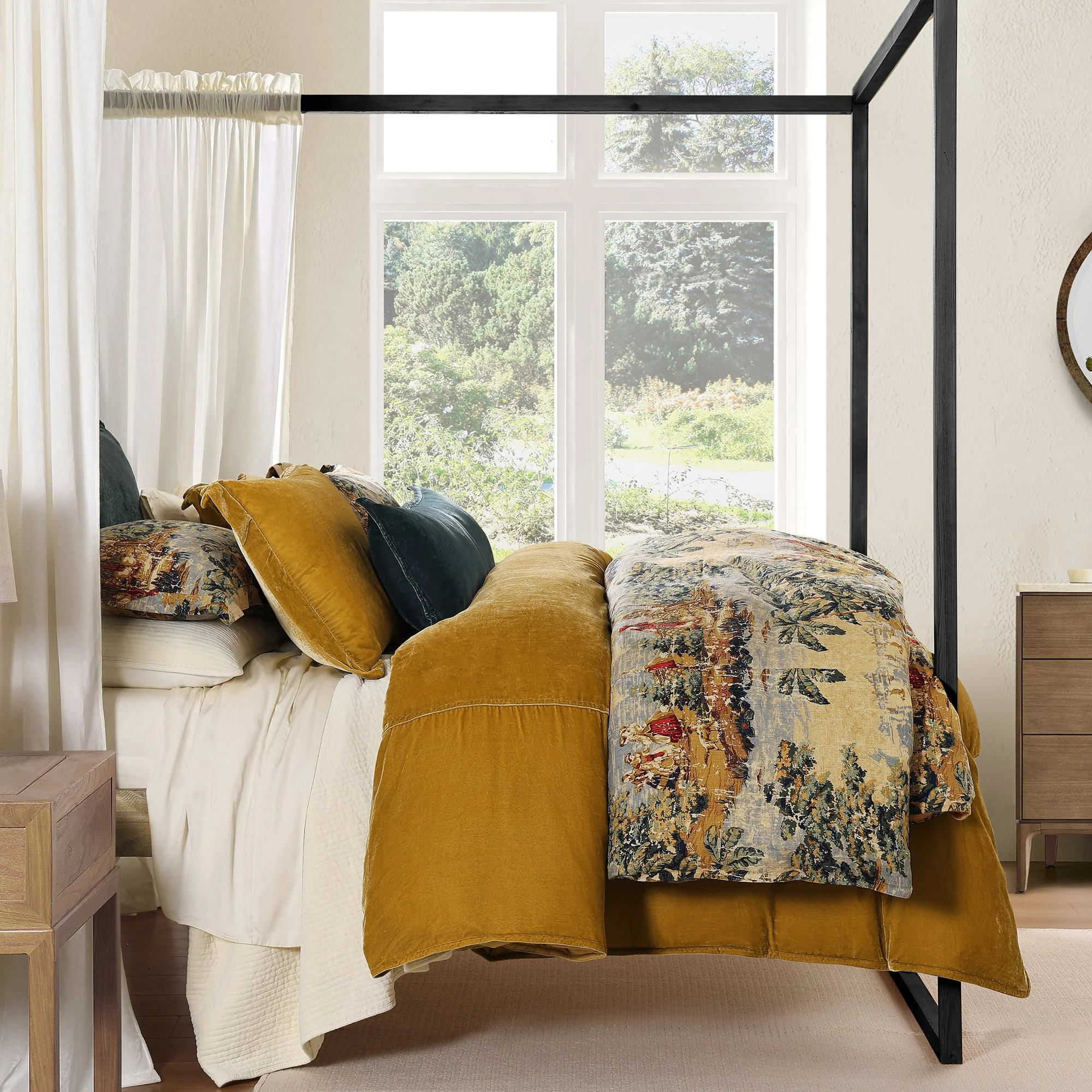 Sophisticated Provence Washed Linen Comforter Set 3 Pc High-Quality