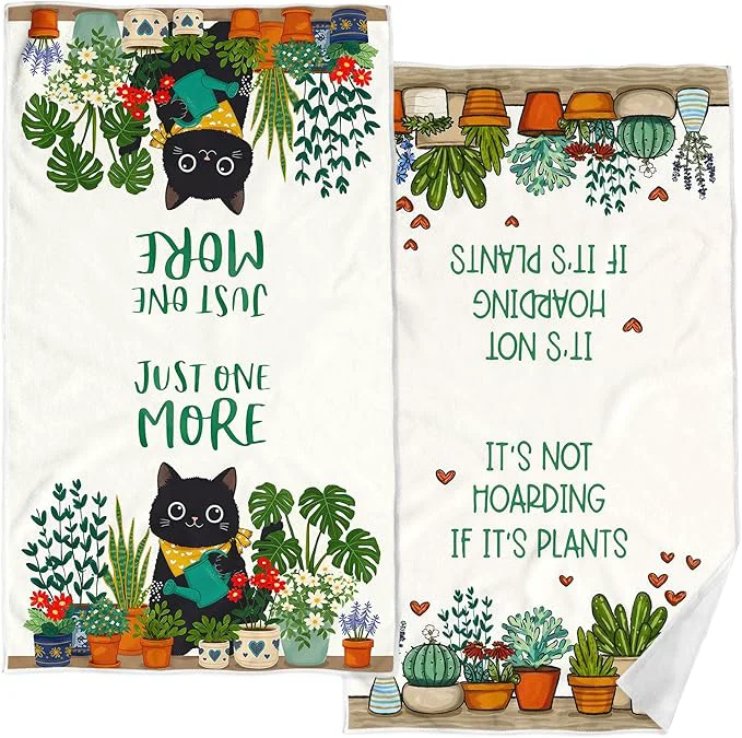 Lightweight Accnicc 2 Pack Black Cat Bathroom Hand Towels Decorative Potted Plants Dish Authentic