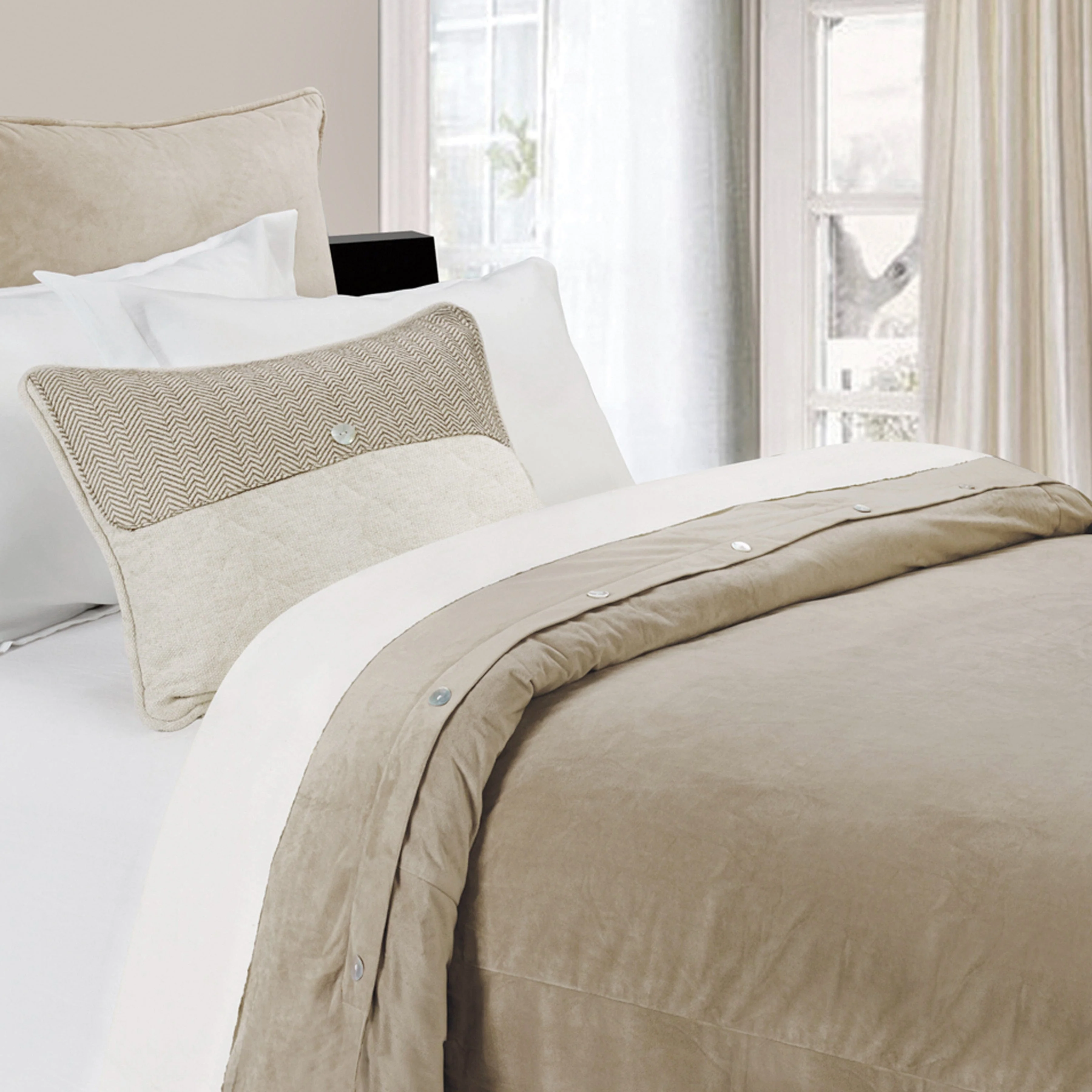 Minimalist Fairfield Sand Velvet Duvet Cover Enhanced
