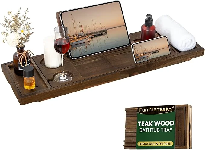 Practical Teak Bathtub Tray Healthy