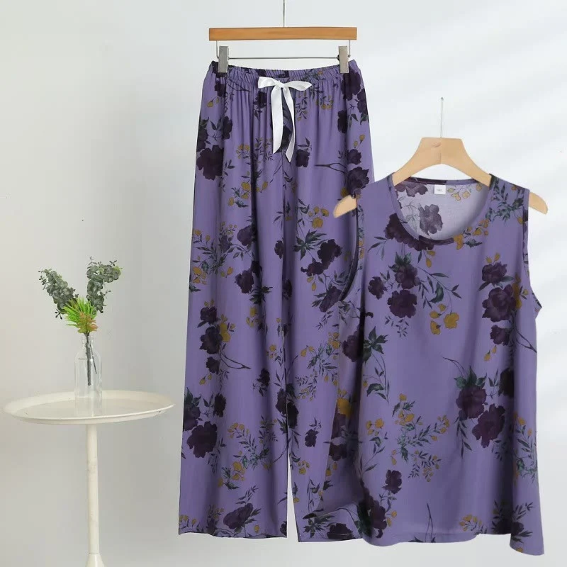 Green Ownkoti Purple Floral Tank amp Pants Pajamas Recyclable