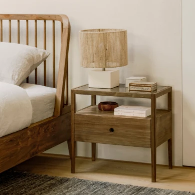 Smooth Spindle Solid Reclaimed Teak Bedside Table Fast