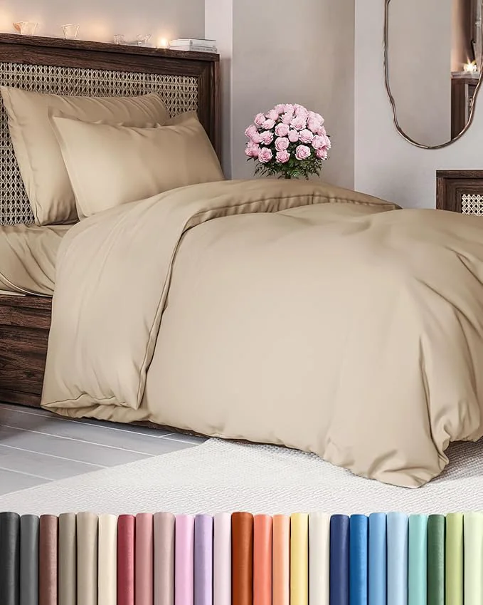 Prestigious Duvet Cover Twin Twin XL Size Set – Extra Soft Twin Twin XL Duvet Cover 68 quot x 90 quot with 1 Pillow Sham – Hotel Luxury Easy Care Fade w Zipper Closures amp Ties – Comfy Cozy amp Breathable Cream Responsible