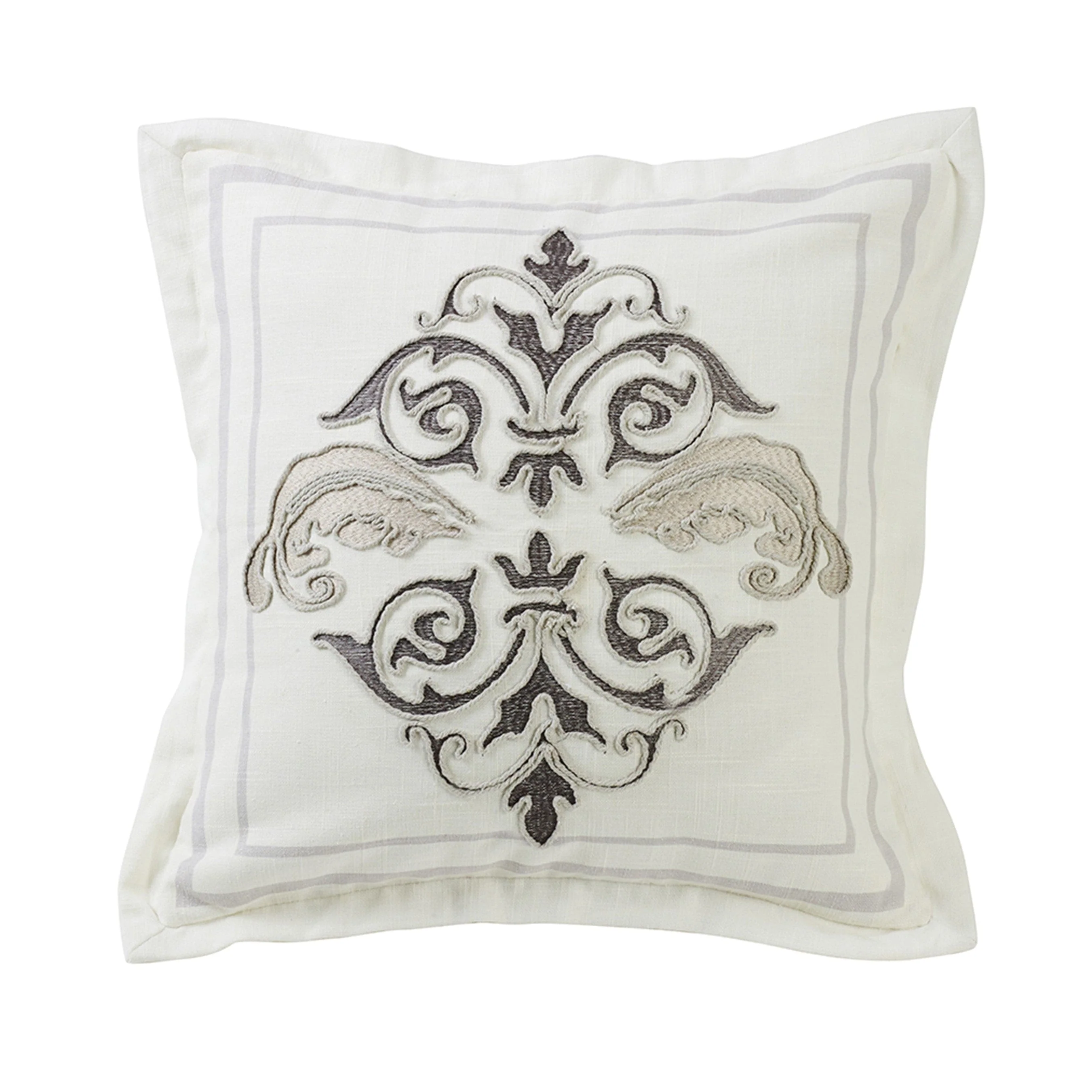 Convenient Charlotte Square Flanged amp Outlined Embroidered Pillow Verified