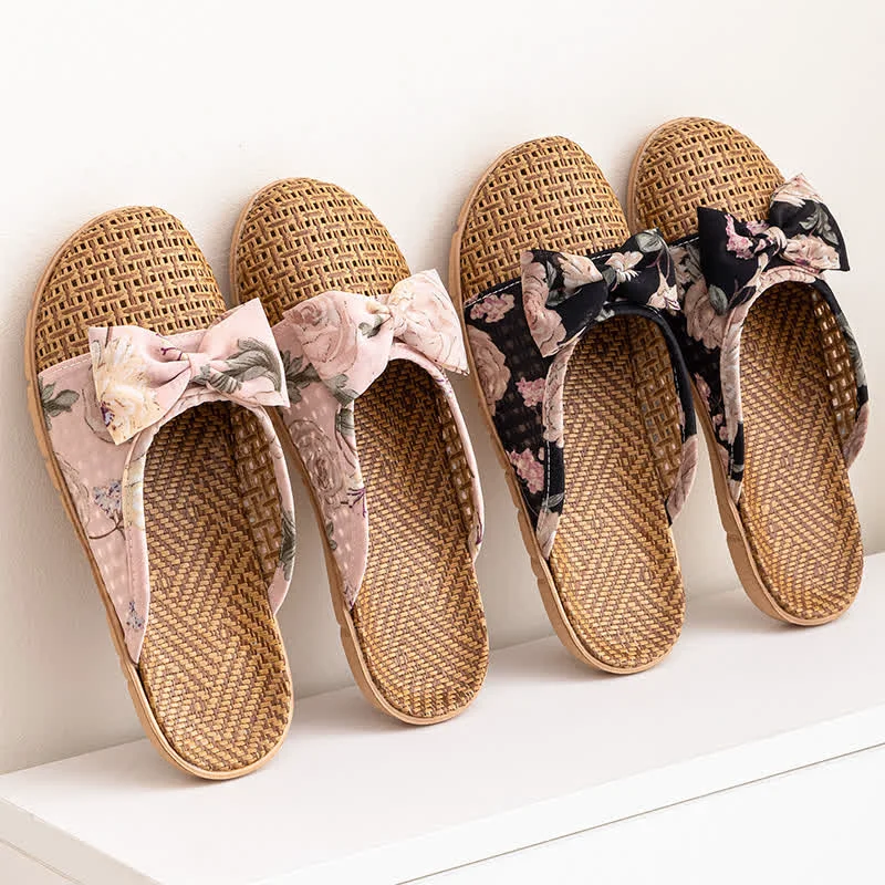 Verified Ownkoti Vintage Floral Rattan Lightweight Slippers Smart