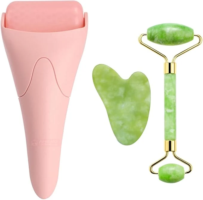 High-Quality AECW 3-in-1 Natural Jade Roller and Gua Sha Set High-End