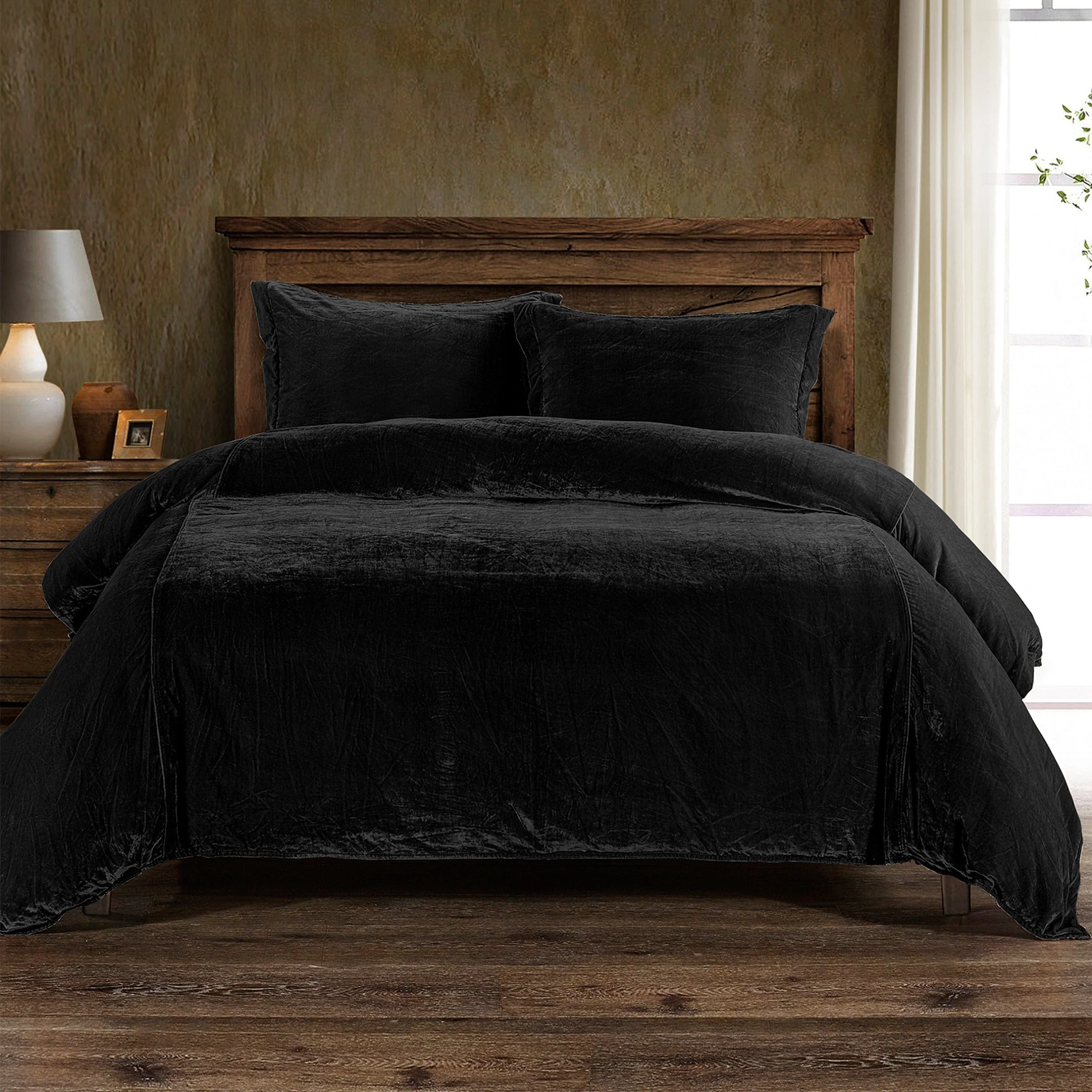 Versatile Stella Faux Silk Velvet Duvet Cover Set 3 Pc Outstanding