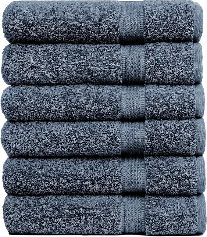 Minimalist Pleasant Home Bath Towels Set of 6 Cotton 515 GSM Lightweight Soft Proven
