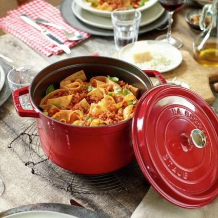 Certified Staub Tall Cocotte 5 qt Cherry Enhanced