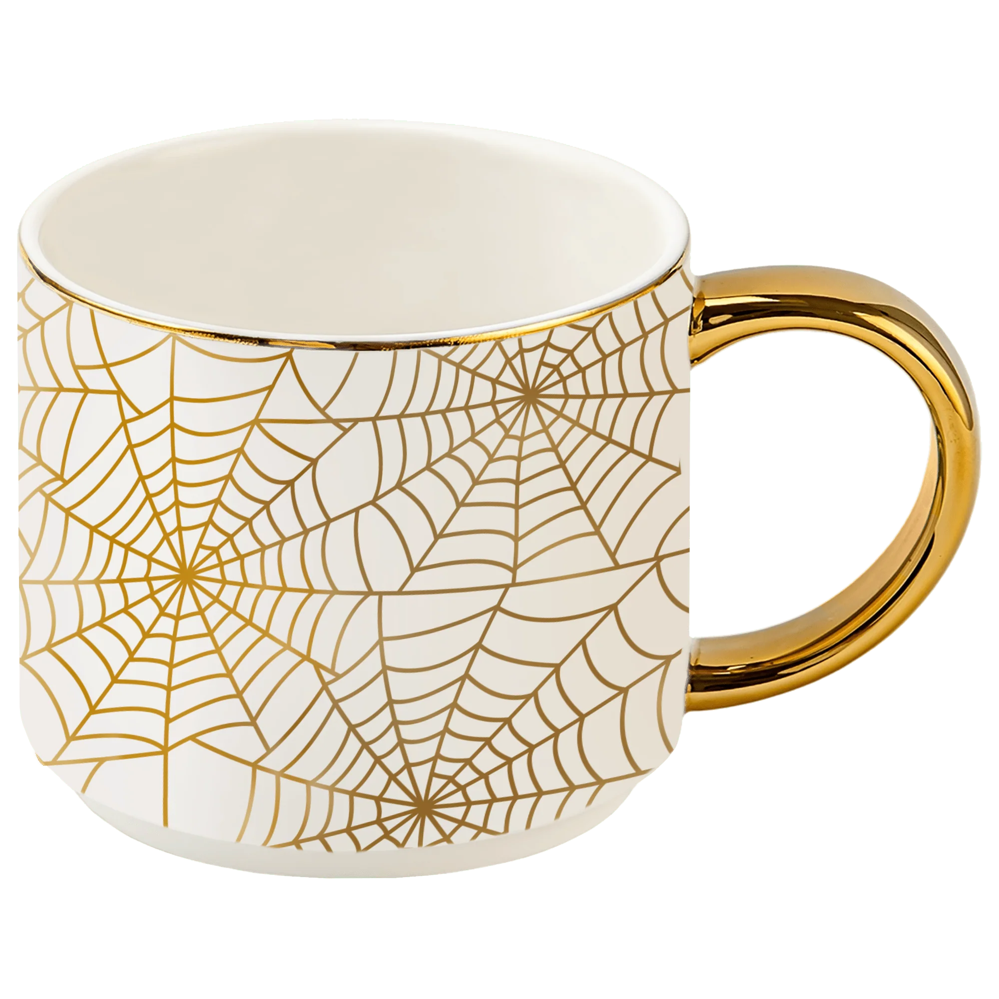 Functional Spiderwebs 14 oz Gold Handle Coffee Mug Traditional