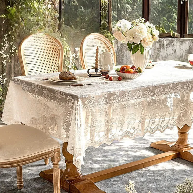Consistent Ownkoti Floral Jacquard Lace Scalloped Edge Tablecloth Superior