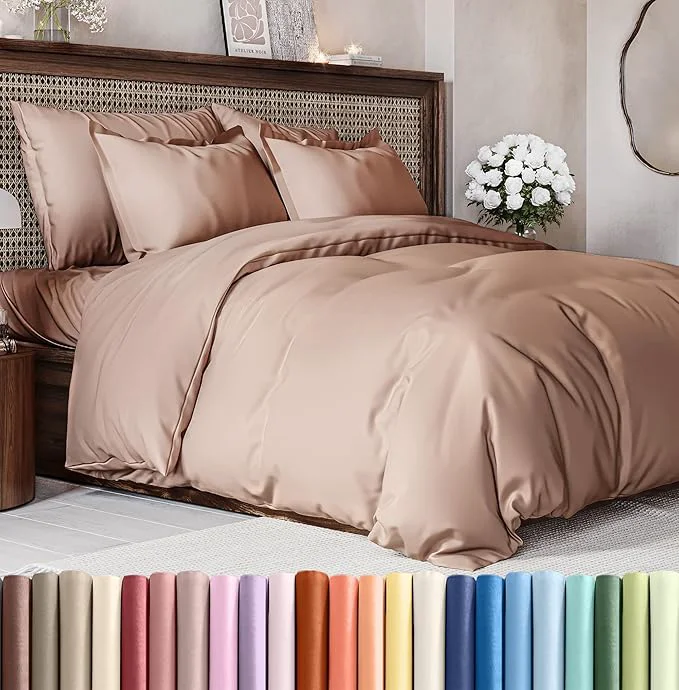 Exceptional Duvet Cover Cal King Size Set – Extra Soft Cal King Duvet Cover 104 quot x 98 quot with 2 Pillow Shams – Hotel Luxury Easy Care amp Fade with Zipper Closures amp Ties – Comfy Cozy and Breathable Mauve Prestigious