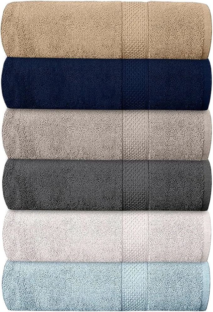 Recyclable QUBA LINEN Hotel Spa Cotton Bath Towels Pack of 6 Ultra Soft Quick Dry High-Grade