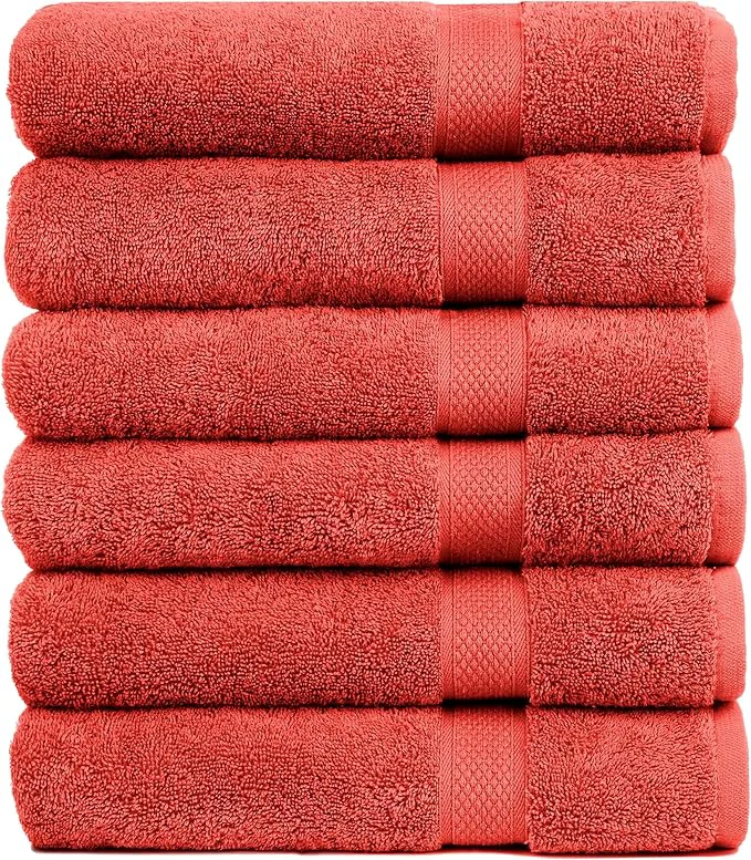 Efficient Pleasant Home Bath Towels Set of 6 Cotton 515 GSM Lightweight Soft Quality
