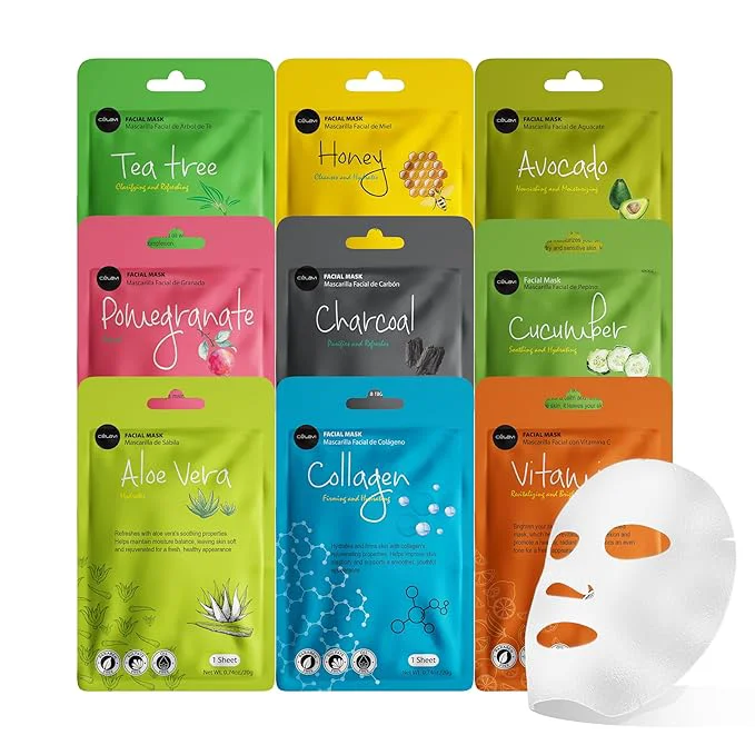 Crafted Celavi Essence Facial Face Mask Paper Sheet Korea Skin Care Moisturizing 9 Pack Exceptional