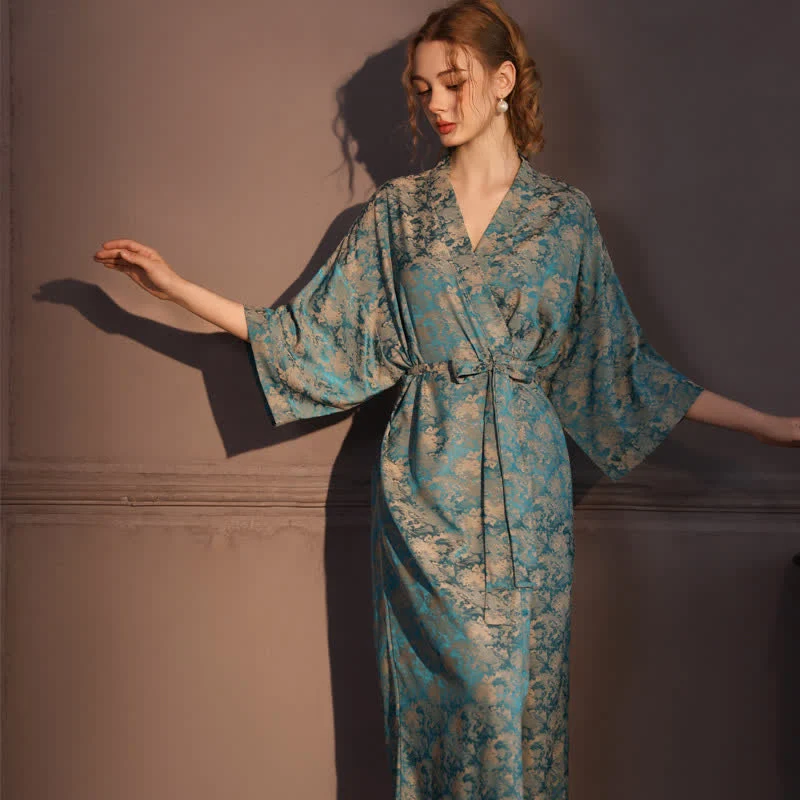 Practical Ownkoti Vintage Pattern 3 4 Sleeve Kimono Robe Authentic