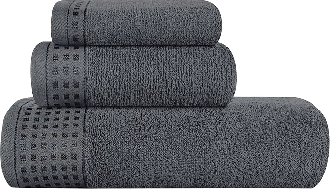Solid GLAMBURG Ultra Soft 3 Pack Cotton Towel Set Contains a Bath Towel 28×55 inch User-Friendly