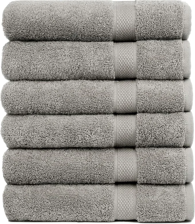 Practical Pleasant Home Bath Towels Set of 6 Cotton 515 GSM Lightweight Soft Top-Quality
