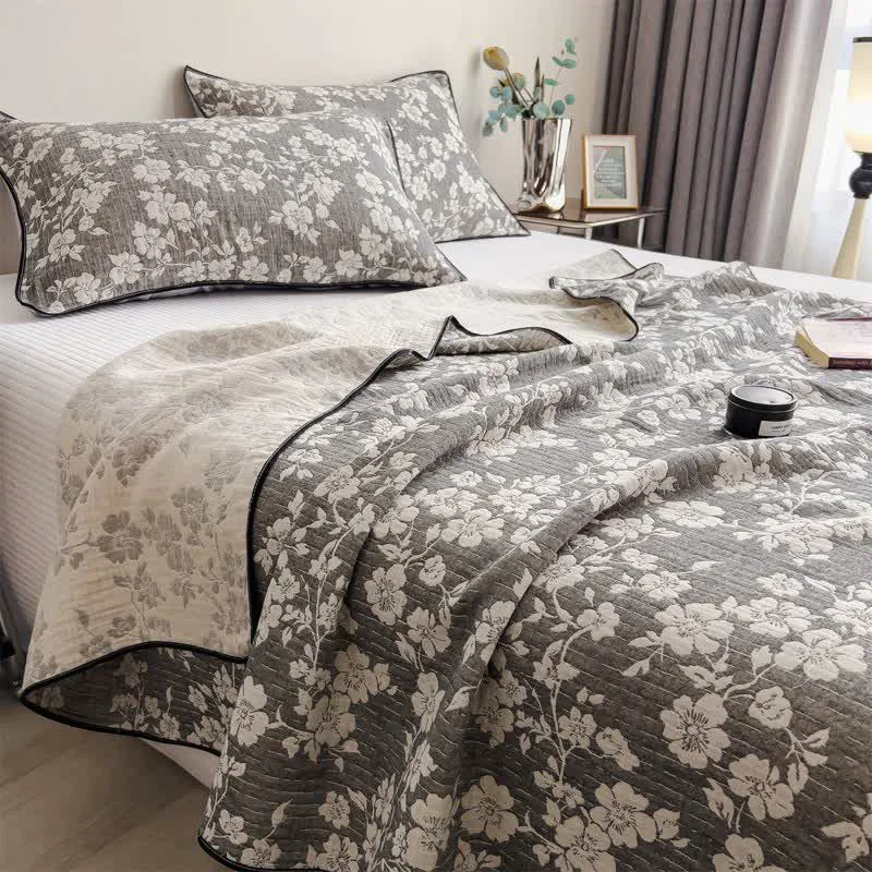 High-Quality Ownkoti Pastoral Floral Cotton Gauze Quilt Blanket Stylish
