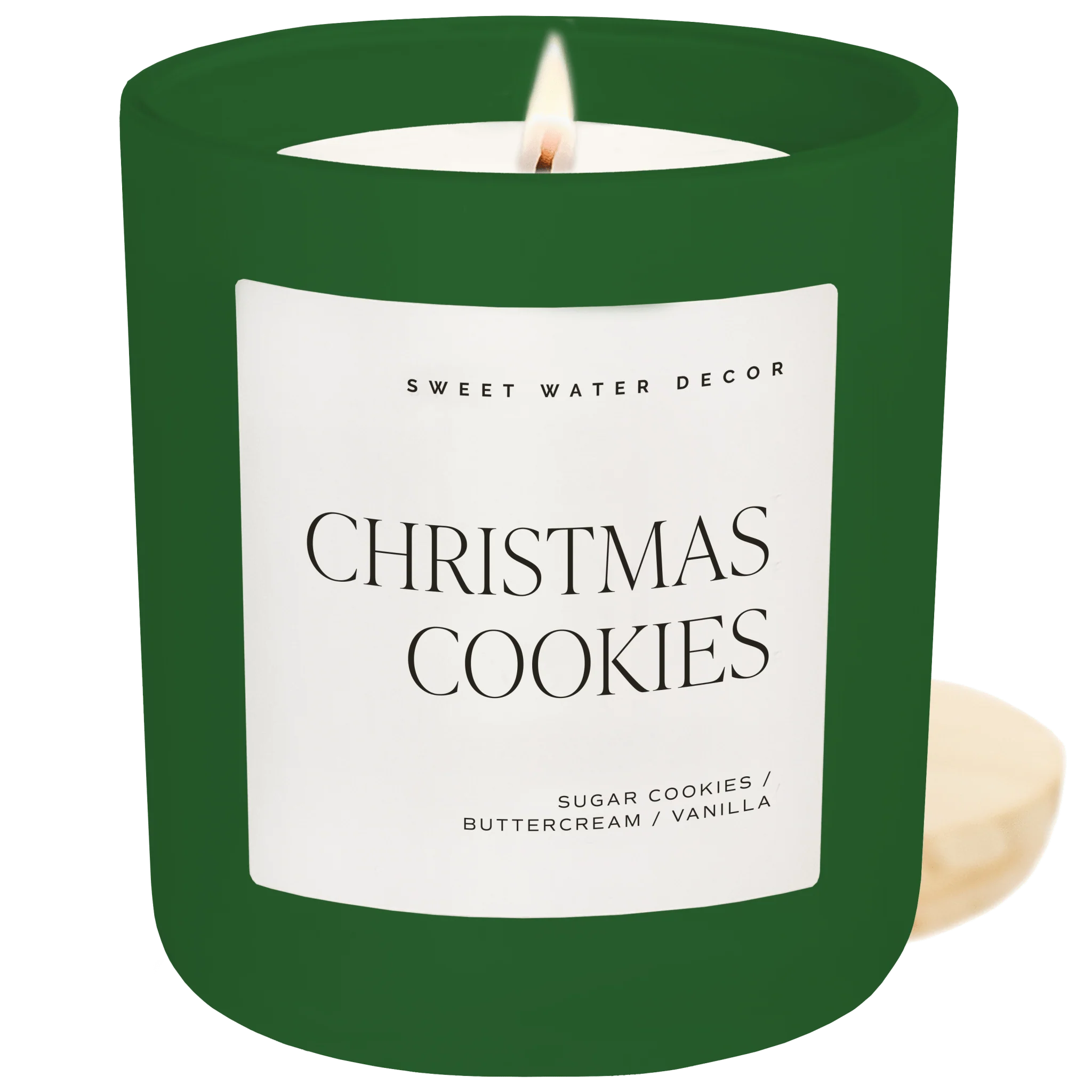 Relaxed Christmas Cookies Soy Candle – Green Matte Jar – 15 oz Sugar Cookies Contemporary