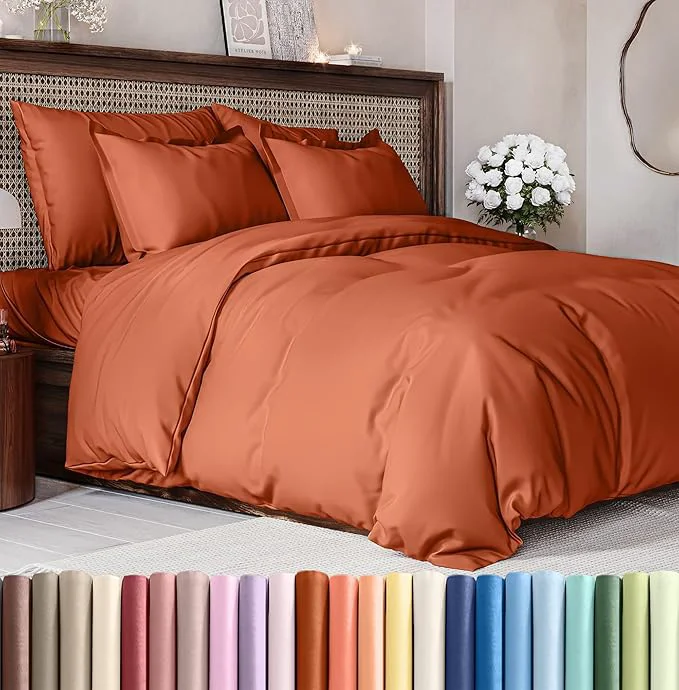 Fast Duvet Cover Full Size Set – Extra Soft Full Duvet Cover 80 quot x 90 quot with 2 Pillow Shams – Hotel Luxury Easy Care amp Fade w Zipper Closures amp Ties – All Season Comfy and Breathable Terracotta