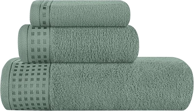 Traditional GLAMBURG Ultra Soft 3 Pack Cotton Towel Set Contains a Bath Towel 28×55 inch Efficient