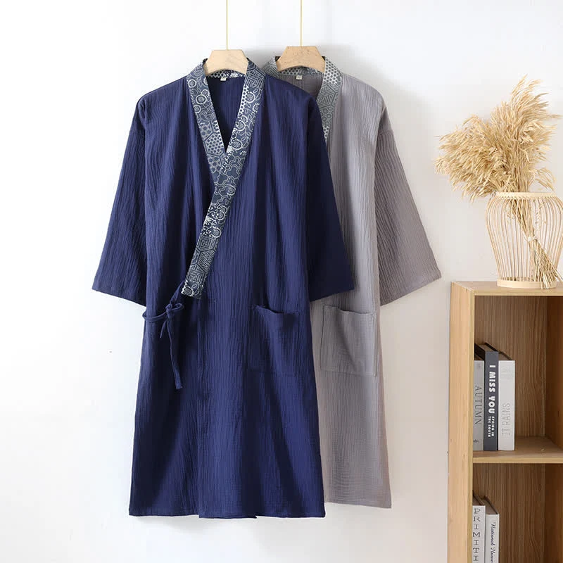 Fast Ownkoti Ethnic Style Cotton Gauze Kimono Robe Relaxed