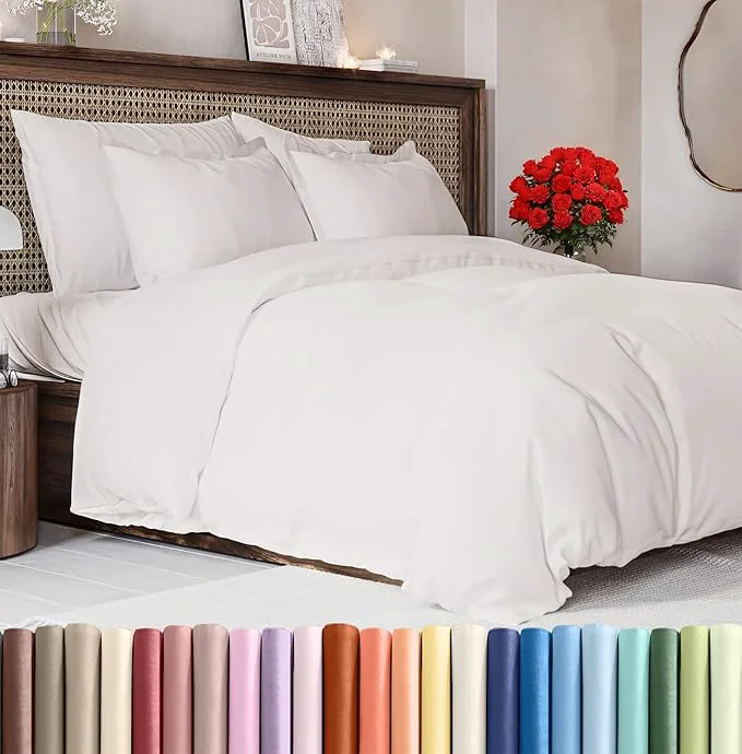 Certified Duvet Cover Full Size Set – Extra Soft Full Duvet Cover 80 quot x 90 quot with 2 Pillow Shams – Hotel Luxury Easy Care amp Fade with Zipper Closures amp Ties – All Season Comfy amp Breathable Antique White Verified