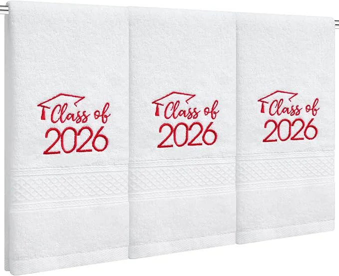 Contemporary MASHAN Class of 2026 Graduation Hand Towels 3 Pack Cotton Soft Absorbent Trendy