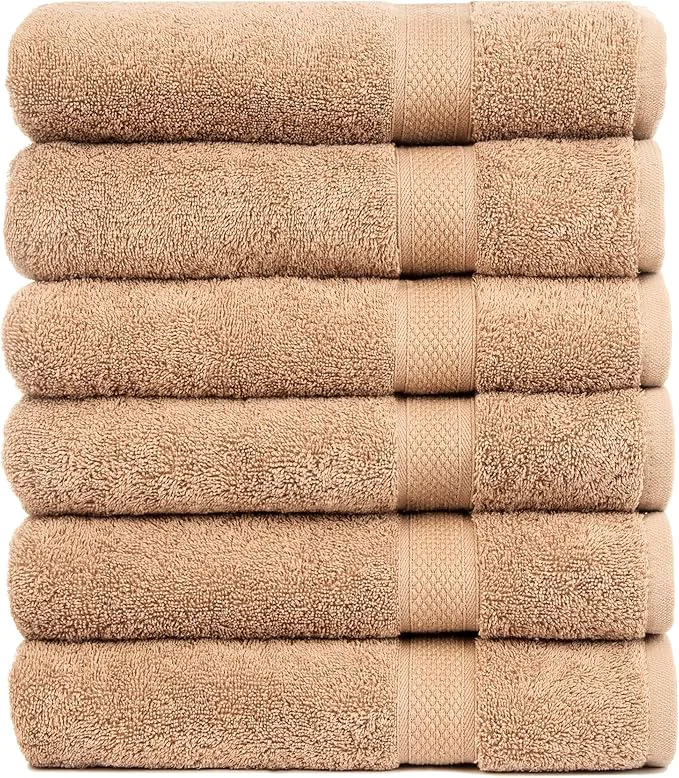 Premium Pleasant Home Bath Towels Set of 6 Cotton 515 GSM Lightweight Soft Luxury