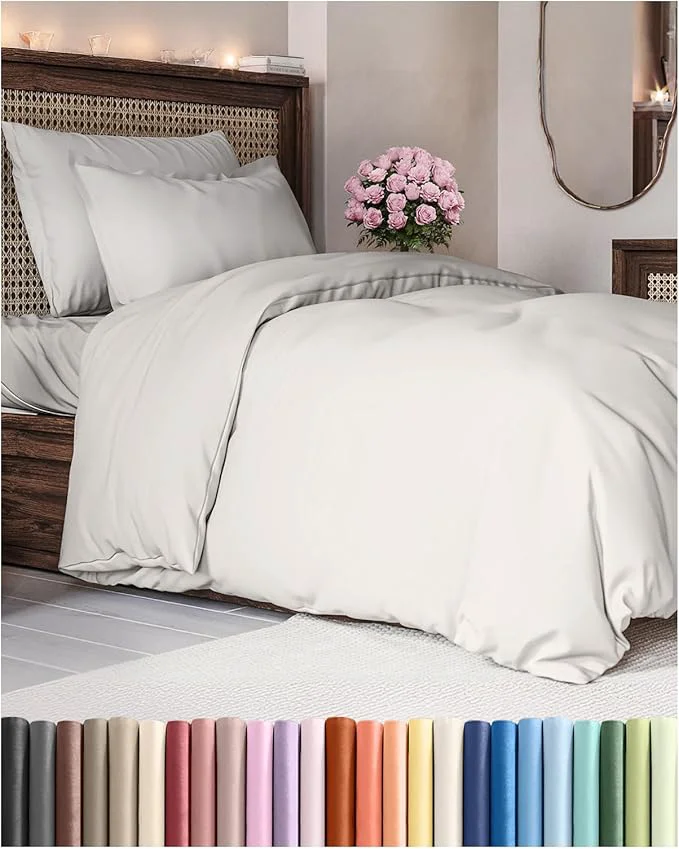 Modern Duvet Cover Twin Twin XL Size Set – Extra Soft Twin Twin XL Duvet Cover 68 quot x 90 quot with 1 Pillow Sham – Hotel Luxury Easy Care Fade w Zipper Closures amp Ties – Comfy amp Breathable French Grey Outstanding
