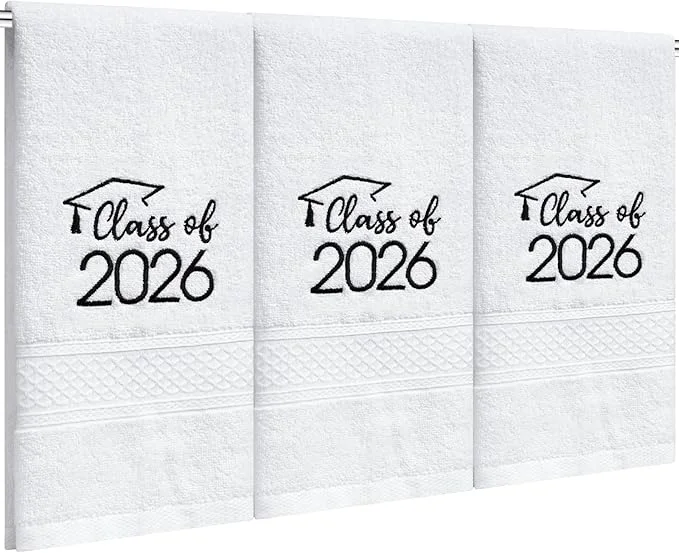 Original MASHAN Class of 2026 Graduation Hand Towels 3 Pack Cotton Soft Absorbent Selected