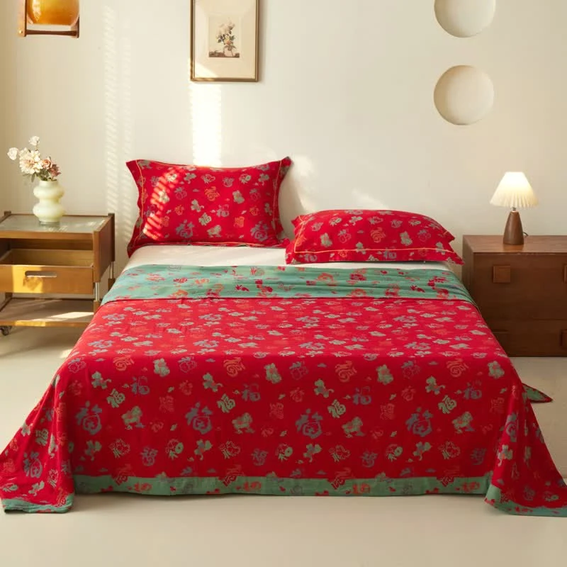 Fine Ownkoti Oriental Horse Cotton Double Gauze Bedspread Healthy