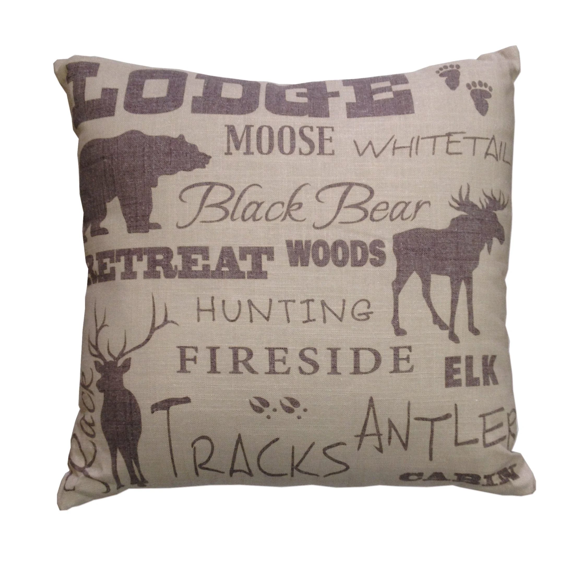 Soft Lodge Text Collage Decorative Throw Pillow Long-Lasting
