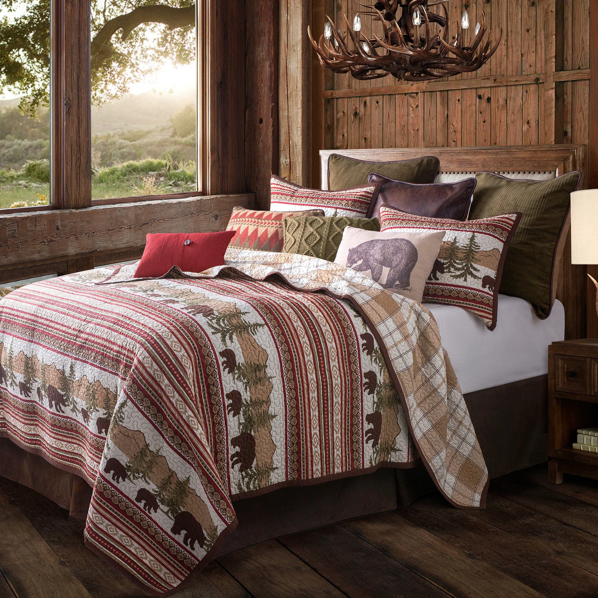 First-Class Bear Trail Reversible Quilt Set 3 Pc Environmentally Friendly