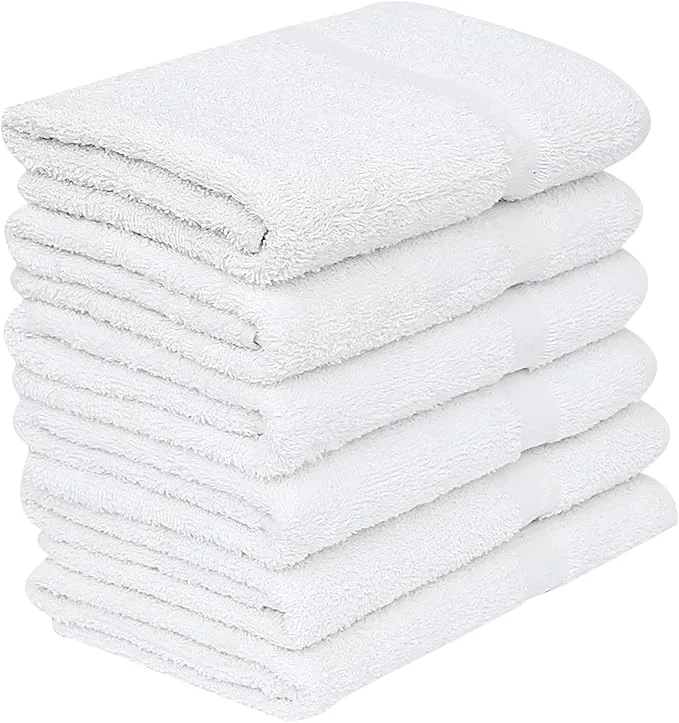 Flexible GOLD TEXTILES 6 White Economy Bath Towels Bulk Cotton Blend First-Class