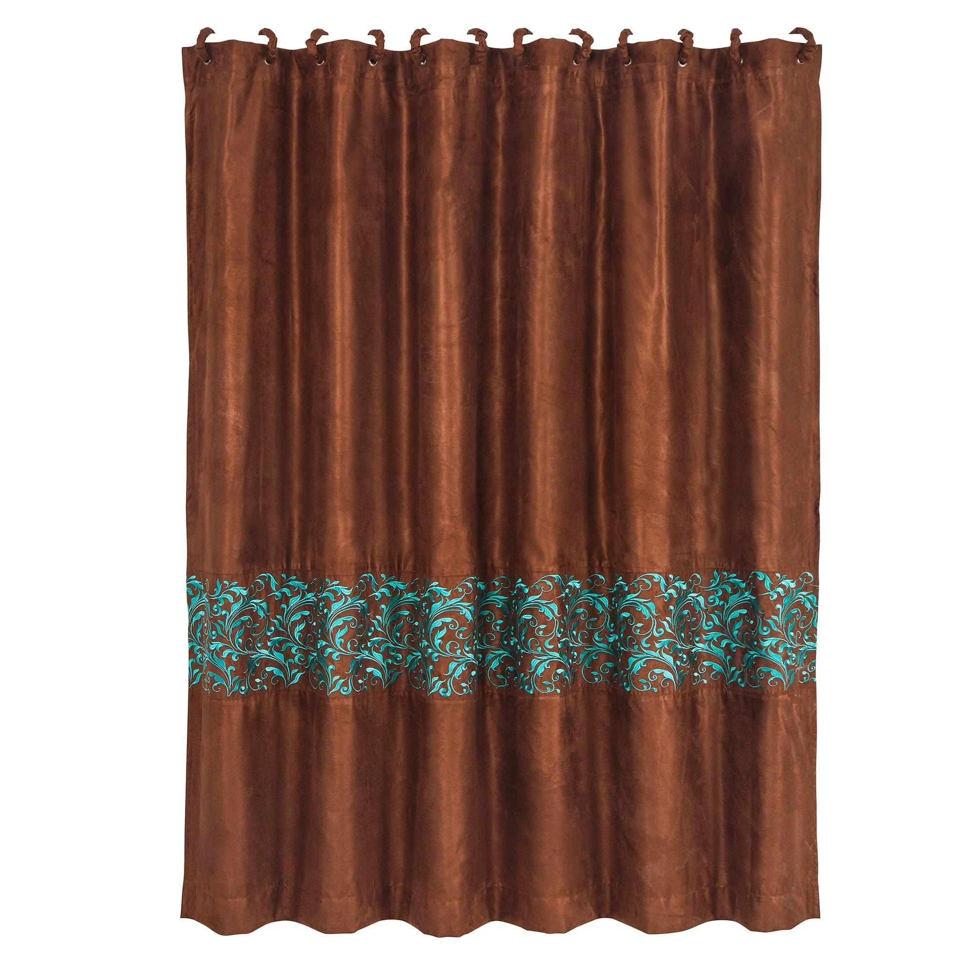 Sustainable Wyatt Copper amp Turquoise Scrollwork Shower Curtain Recyclable