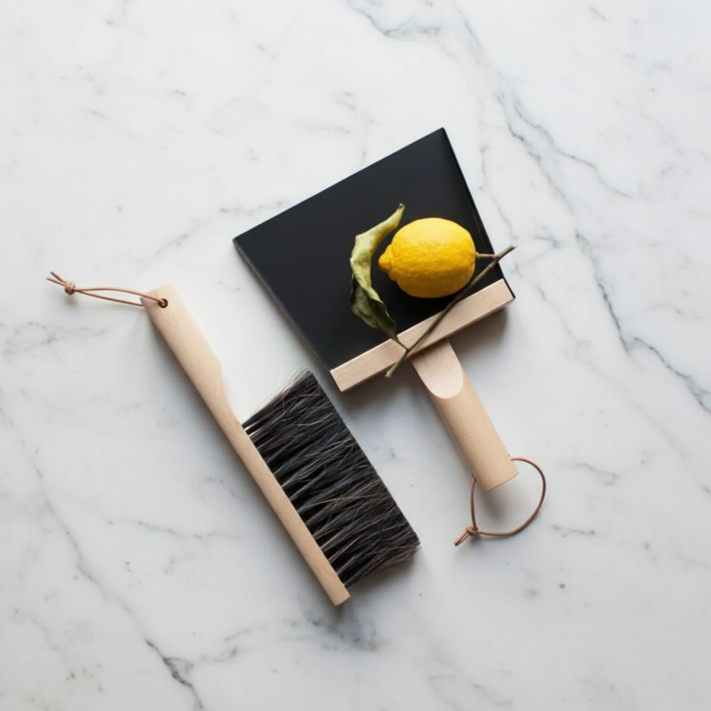 Organic Andree Jardin quot Mr amp Mrs Clynk quot Black Hand Brush Dustpan and Wall Hooks High-Quality