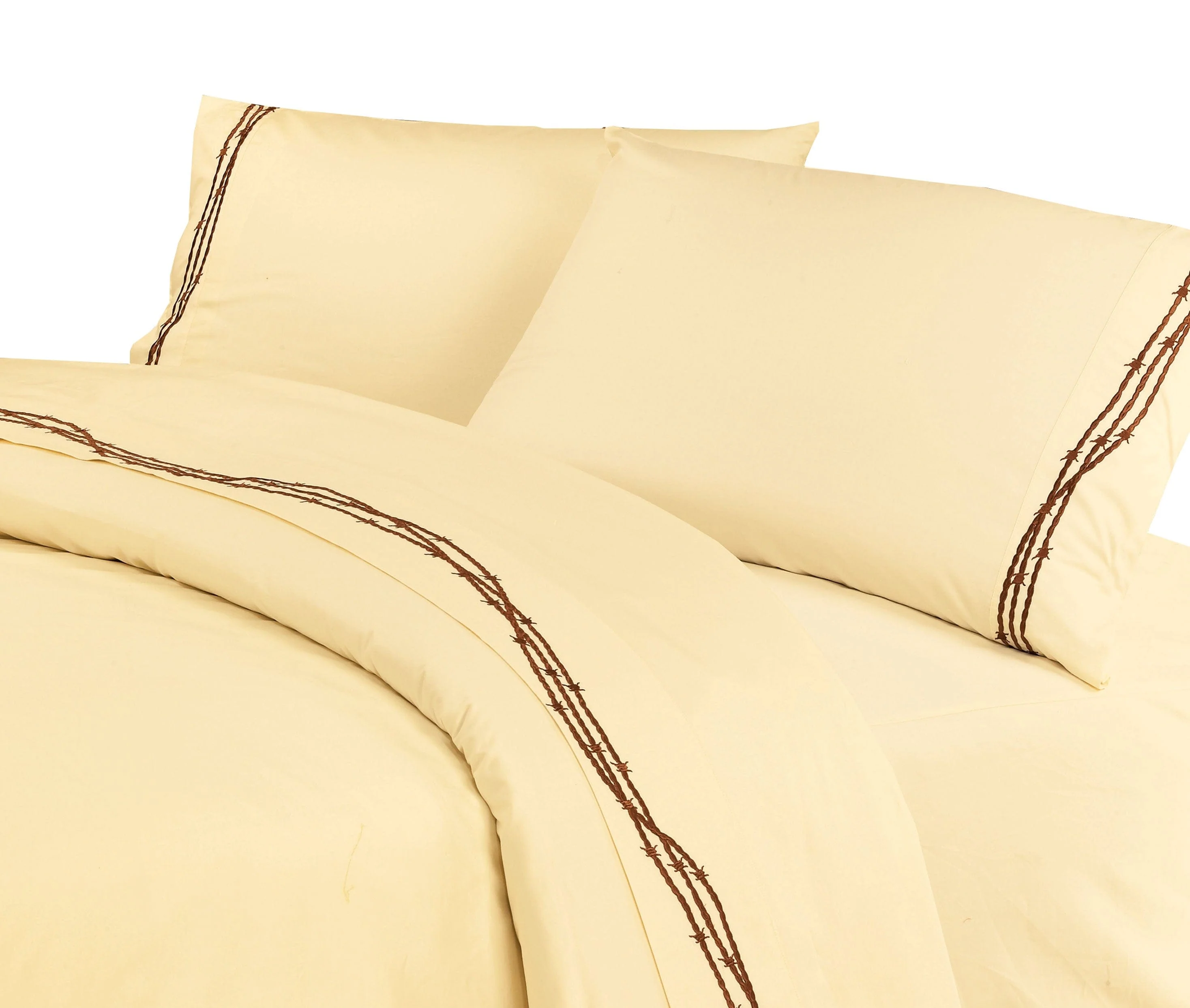 Pure 350TC Barbwire Embroidered Sheet Set 3 Pc High-Quality