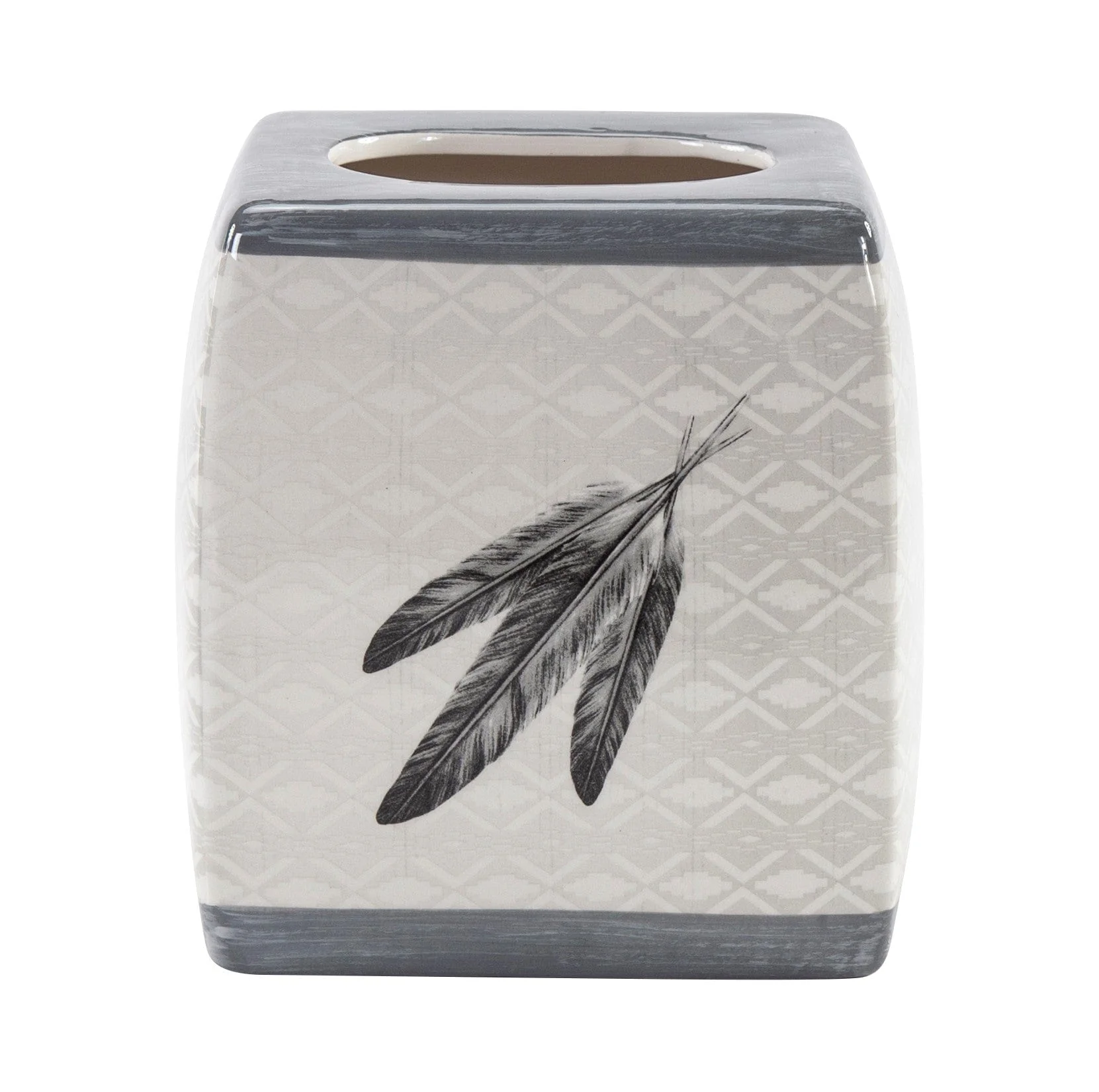 Genuine Feather Design Ceramic Tissue Box Cover Smooth