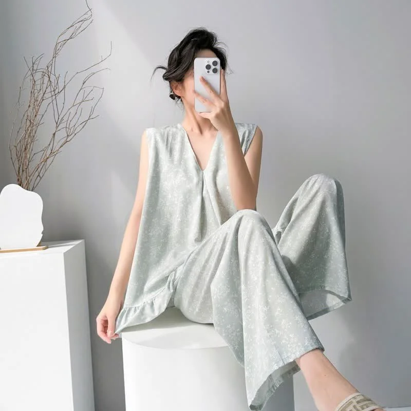 Fast Ownkoti Subtle Floral Leaf Tank amp Pants Pajamas World-Class