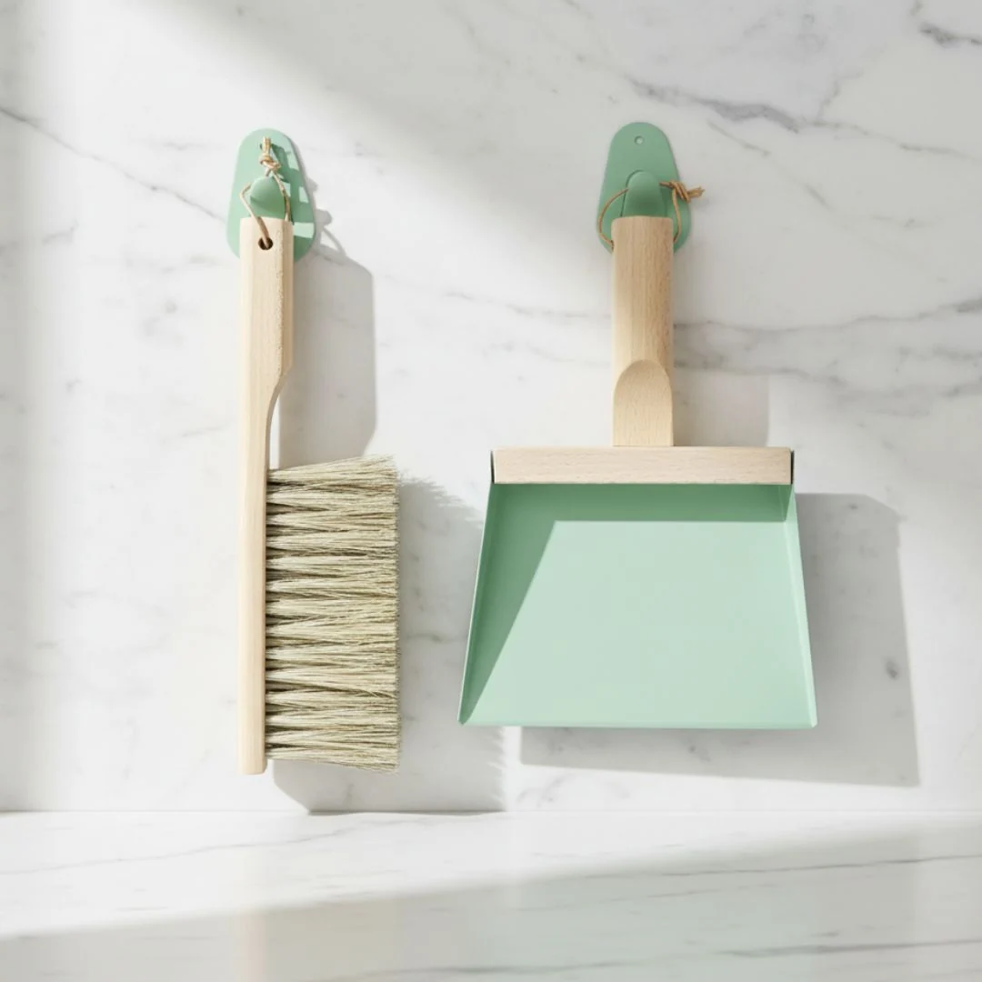 Convenient Andree Jardin NATURAL SAGE quot Mr amp Mrs Clynk quot Ãƒâ€šÃ‚Â Hand Brush Dustpan and Wall Hooks Soft