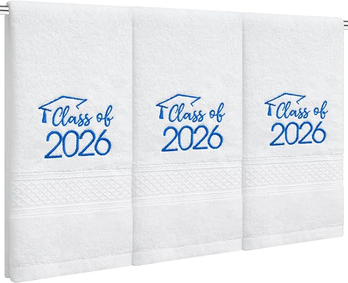Safe MASHAN Class of 2026 Graduation Hand Towels 3 Pack Cotton Soft Absorbent High-Quality