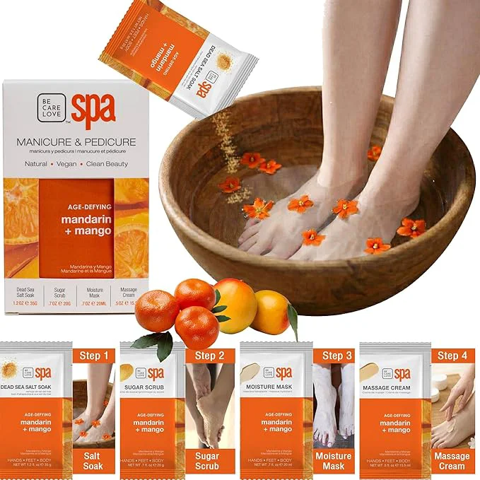 High-End BCL Spa Mandarin Mango Professional Pedicure Kit Foot Spa Set – Exfoliate Fine